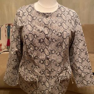 Carlos Falchi, 2X, Snake print , leather jacket, never worn.